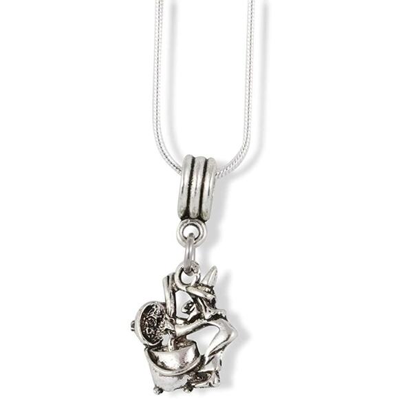 Witch with Brew Necklace Cauldron Pendant Jewelry - Picture 1 of 4